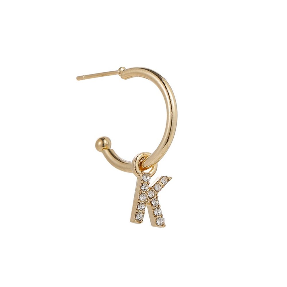 Gold Tone Alphabet Initial Earring Letter K 3 Pack